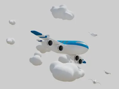 Cartoon jet Low-poly 3D model