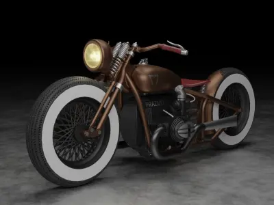 Custom Rat-Rod Bobber Motorcycle Low-poly 3D model