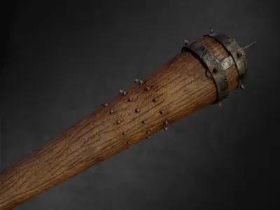 Wooden Bat PBR low-poly game ready Low-poly 3D model
