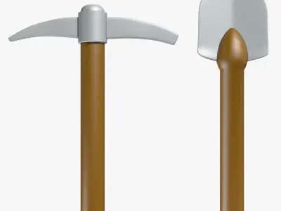 Shovel and Pick Axe Low-poly 3D model