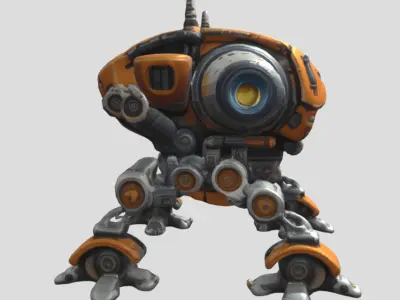 Large Robot 3D Model PBR Textured Sci-Fi Game Ready Low-poly 3D model
