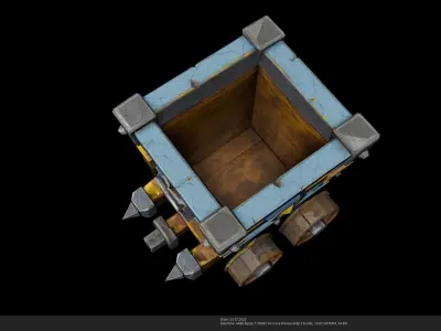  Stylized Fantasy Minecart - Wagon 3D Model - AI Low-poly 3D model