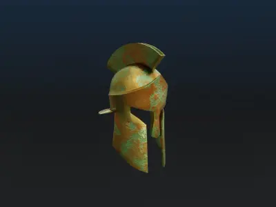 Ancient Rusted greek helmet Low-poly 3D model Low-poly 3D model