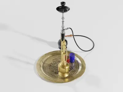 Arab tea set Low-poly 3D model