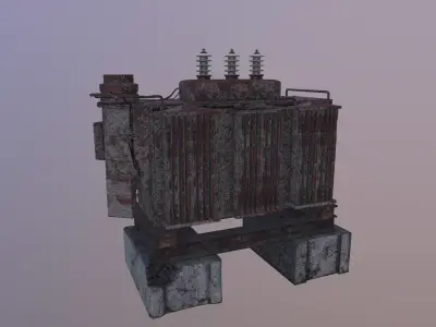 Transformer old rusty power station Low-poly 3D model