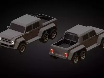 6x6 Pickup Low-poly 3D model