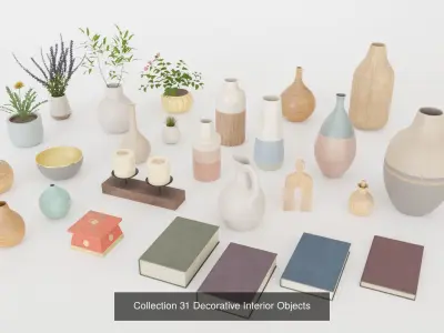 Collection 36 Decorative Interior Objects and Furniture Shelves 3D Model Pack