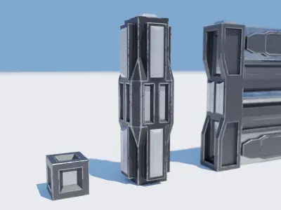 Modular Science-Fiction Exterior Pack Free low-poly 3D model