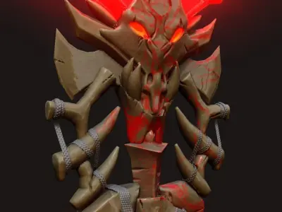 PBR Skull Axe Game Ready 3D model Low-poly 3D model Low-poly 3D model