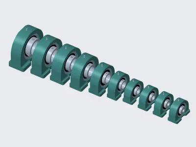 Ball Bearing  Cast Iron Bottom Mount Free 3D model