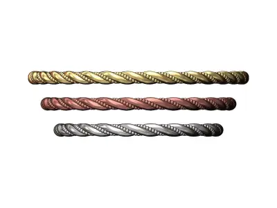 Beaded twisted rope bangle sizes S M L 3D print model