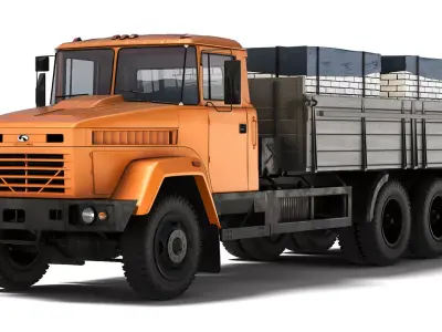 KrAZ 65053 flatbed 2008 3D model