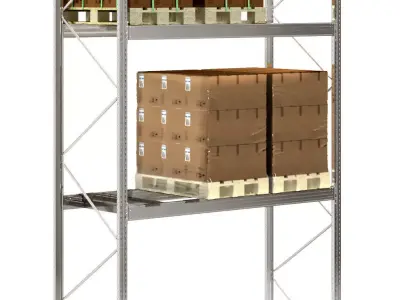 Heavy Duty Rack with stretched pallets  s 3D model