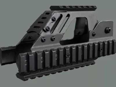 P90 with RIS Colimator Sight and Charging Handle Low-poly 3D model