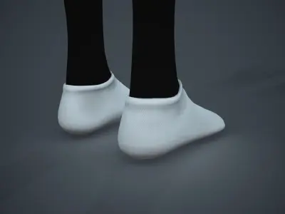 White Socks Style 2  Low-poly 3D model