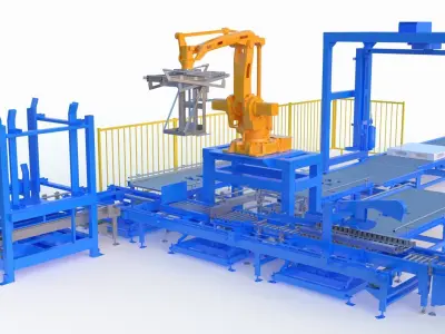 Industrial Packaging Production Line 3D model