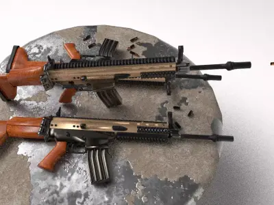 Realistic Assault Rifle Low-poly 3D model