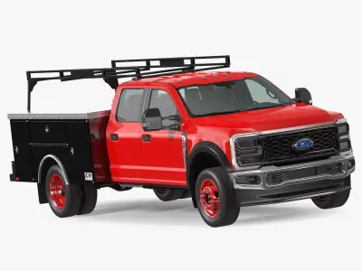Red Ford Super Duty F550 with Service Body 3D model