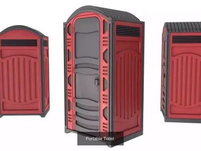 Portable Toilet and Portable Restroom Trailer 3D Model Pack
