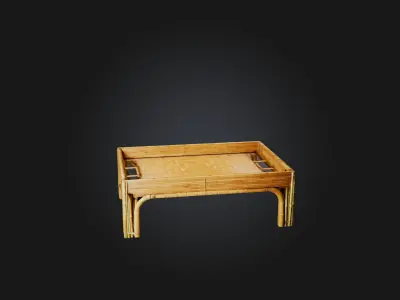 Bamboo tray table Low-poly 3D model