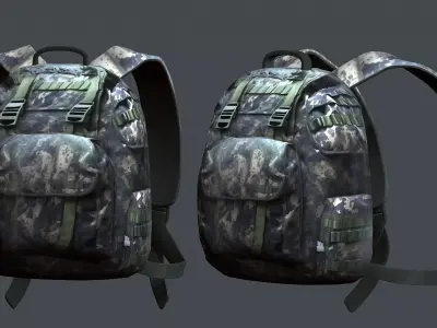 Backpack military combat Black baggage Low-poly Low-poly 3D model buy