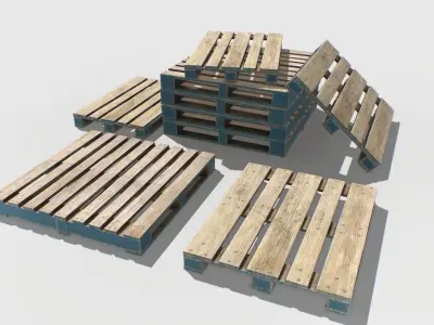 Industrial Wooden Pallet 1 PBR  Low-poly 3D model