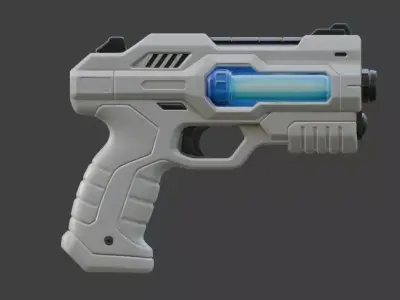 Stylized Sci-Fi Blaster Pistol 3D Model Low-poly 3D model