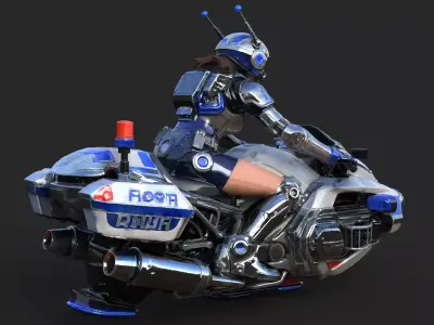 Futuristic Police Motorcycle  High Detail 3D model