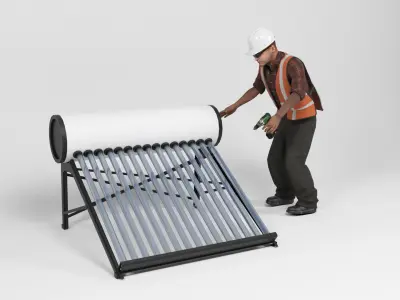Solar water heater Low-poly 3D model