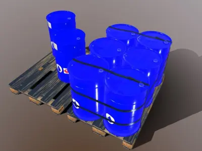 Pallets with imperial barrels Low-poly 3D model