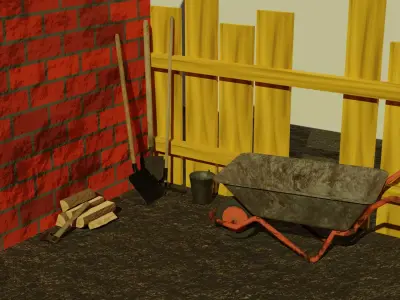 Low Poly Garden Tools Low-poly 3D model