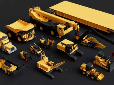 Cargo Port Container Collection Pack Low-poly 3D model