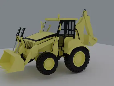 backhoe tractor Free low-poly 3D model