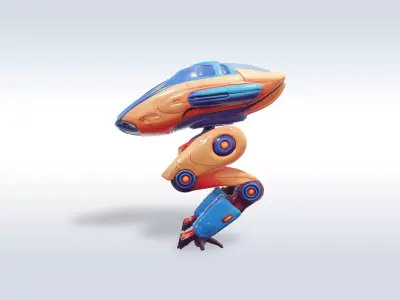 Futuristic Humanoid Mech Robot with Cockpit 106 3D model