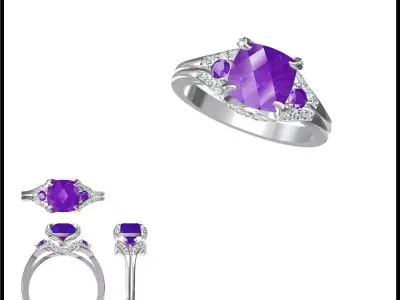 JCD Format  Antique color stone rings types of jewelry files 3D print model