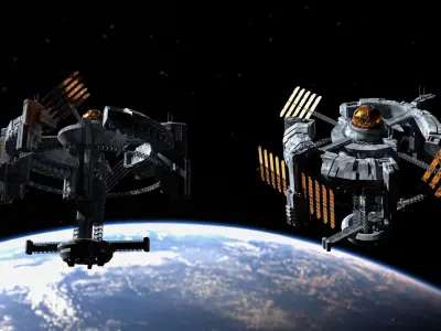 Sci Fi SPACE STATION Kitbash - 3D Kitbash Asset Pack Low-poly 3D model