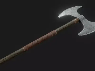 Medieval double axe Low-poly 3D model