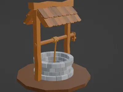 Waterwell wooden water well 3D model