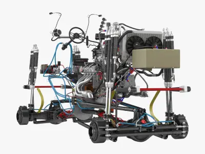 Monster Truck Bigfoot Engine and Chasis 3D model