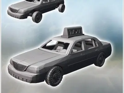 Ford Crown Victoria taxi 13 - Modern WW2 WW1 World War Diaroma W 3D print model