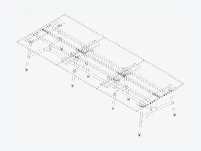 Desk - Timberline - Workstation - Dbl - Side - 6 - Person - Mid Low-poly 3D model
