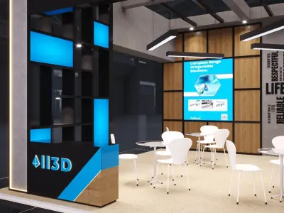 Exhibition Stand Stall 8X6 3 Side Open 3D model