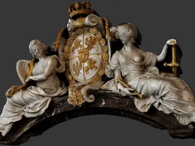 baroque figures palace entrance sculpture photogrammetry Low-poly 3D model