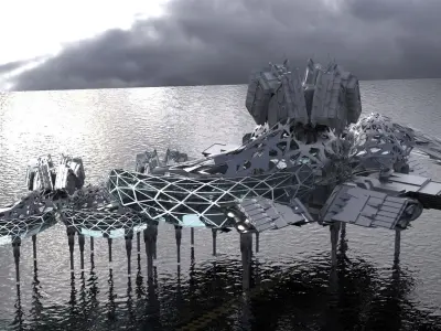 Dark Alien Hybrid base design Exterior 11 3D model