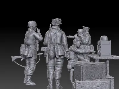 ww2 ger Fallschirmjaeger troop and various props   1-35  3D print model