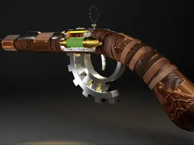 Steampunk Flintlock Pistol 3D model