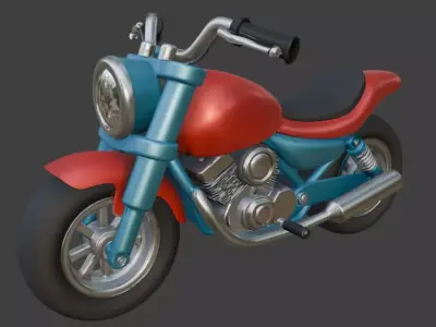 Cartoon Red Motorcycle 3D Model 3D model purchase