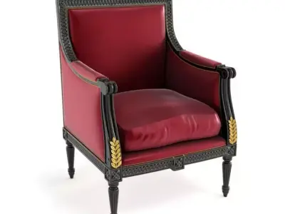 Antique Red Leather Chair 3D model