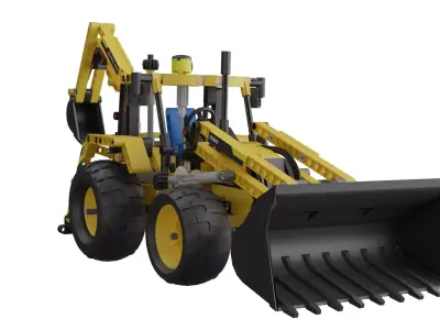 Lego Backhoe Loader Low-poly 3D model