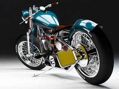 HD bobber motorcyle 3D model 3D model
